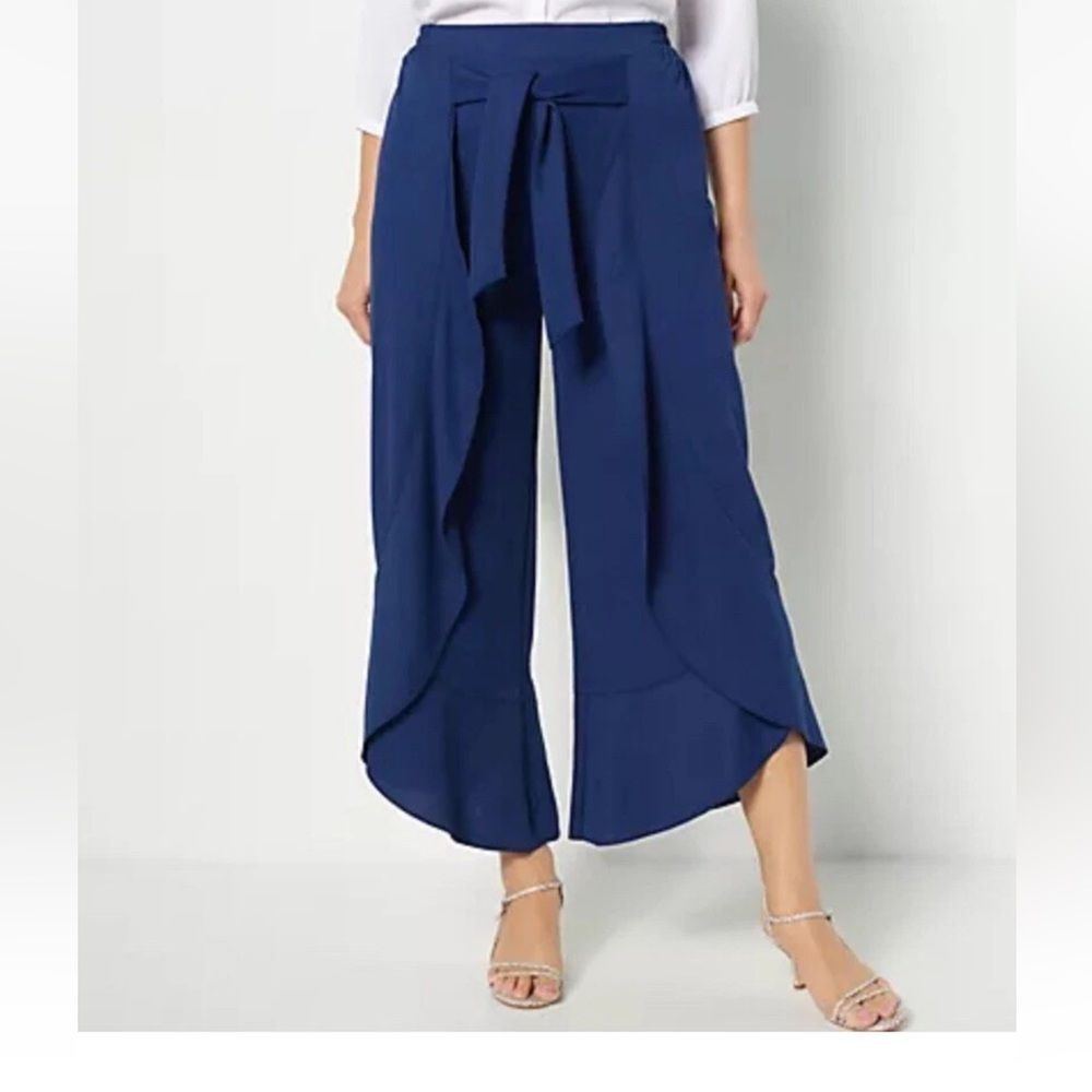 Truth + Style Flounced Stretch Woven Pants Navy 3X NIP/NWOT